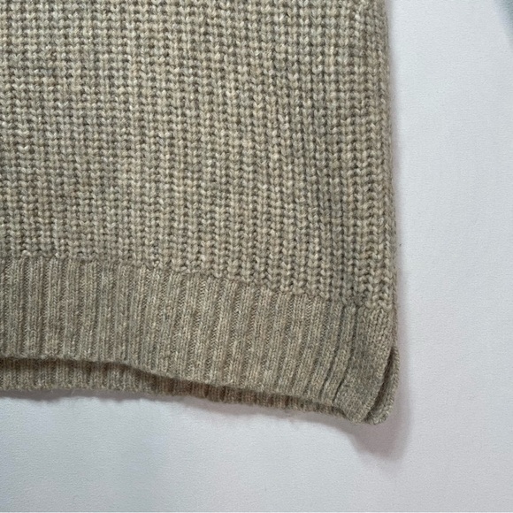 Talbots Shawl Collar Shaker Stitch Pullover Beige V-Neck Long Sleeve Sweater L - Picture 8 of 10